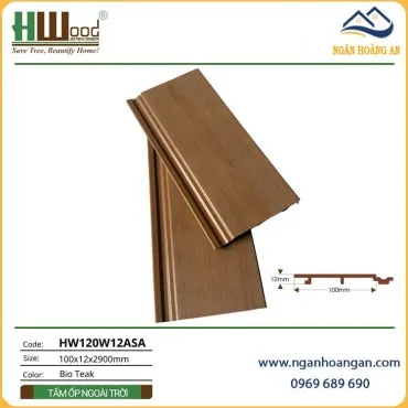 Tấm Ốp Tường Trần Gỗ Nhựa Phủ ASA Hwood HW120W12ASA Bio-Teak