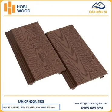 Tấm Ốp Tường Trần Ngoài Trời Hobiwood OP2D 156W29 Oka Brown