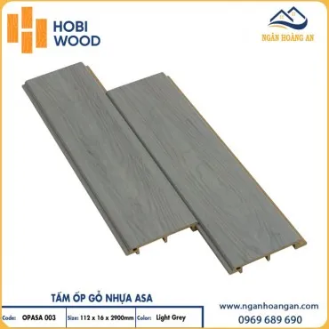 Tấm Ốp Vách Ngoài Trời Phủ ASA Hobiwood OPASA 003 Light Grey
