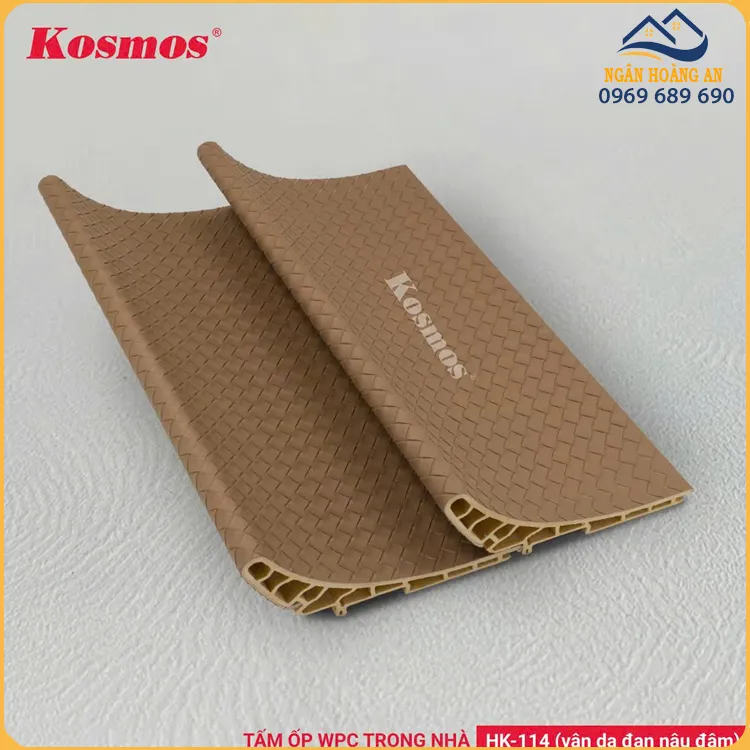 Tấm Ốp WPC Vân Da Đan 35mm Kosmos HK-114 Nâu Đậm