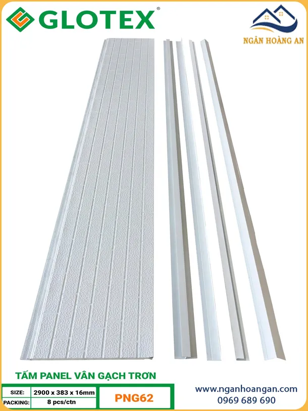 Tấm Ốp Panel Cách Nhiệt 16mm Glotex PNG62 Vân Gạch Trắng
