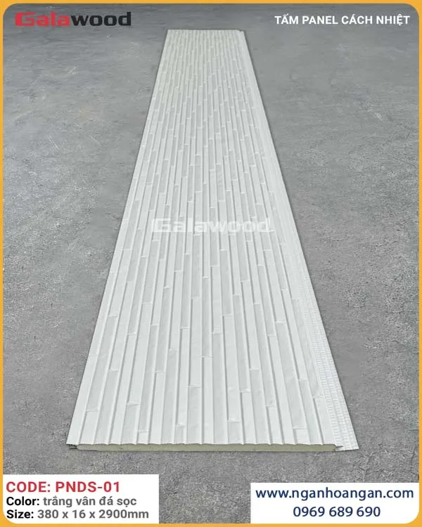Tấm Panel Cách Nhiệt Galawood 16mm PNDS-01 Vân Đá Sọc Trắng