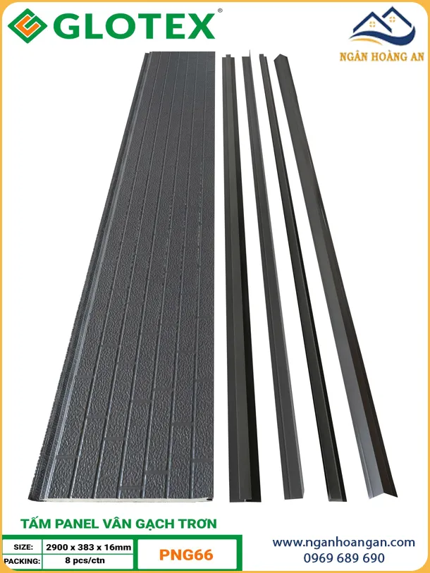Tấm Panel Tôn Xốp Cách Nhiệt 16mm Glotex PNG66 Vân Gạch Xám Chì