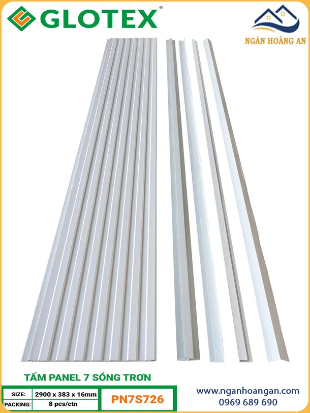 Tấm Panel Tôn Xốp Cách Nhiệt 7 Sóng 16mm Glotex PN7S726 Màu Trắng