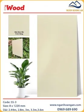 Tấm Ốp Sợi Than Tre Vân Đơn Sắc Trơn Vàng iWood SS-3