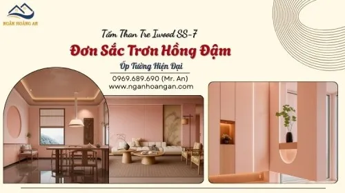 Tấm Than Tre Iwood SS-7 Đơn Sắc Trơn Hồng Đậm - Ốp Tường Hiện Đại