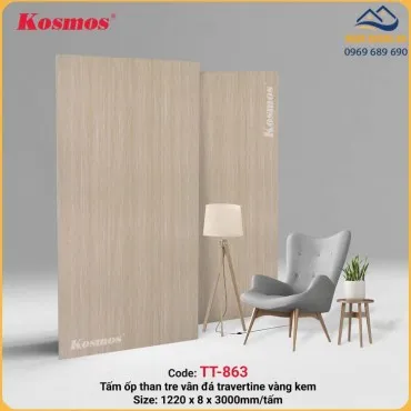 Tấm Than Tre Kosmos TT-863 Vân Đá Travertime Vàng Kem