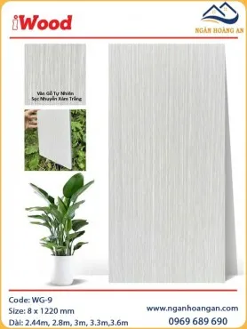 Tấm Than Tre Ốp Tường Trần Vân Gỗ Xám Trắng iWood WG-9