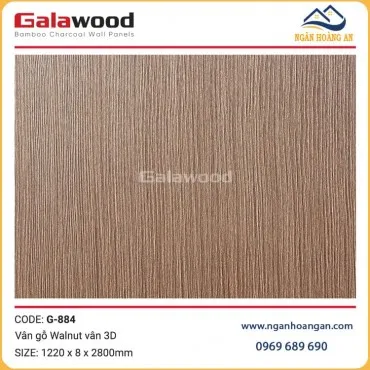 Tấm Ốp Than Tre Galawood Vân Gỗ Walnut Vân 3D G-884