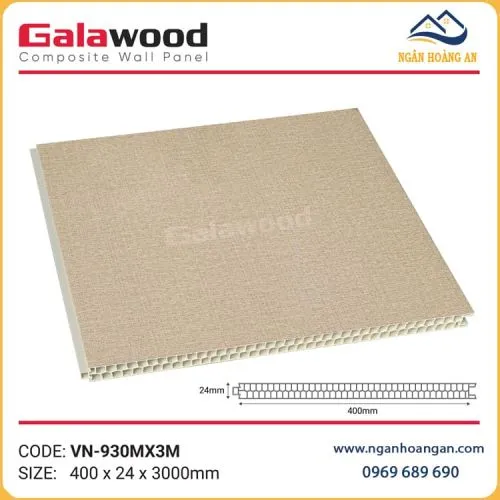 Tấm Vách Ngăn 2 Mặt Galawood 24mm VN-930MX3M Vân Vải Vàng Nhạt