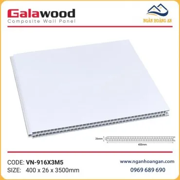 Tấm Vách Ngăn Phòng Nhựa PVC Trắng Trơn Galawood VN-916X3M5
