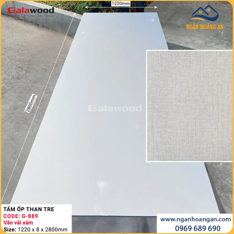 Thi Công Tấm Ốp Than Tre Sợi Vân Vải Xám Galawood G-889