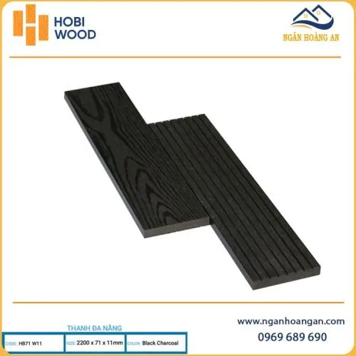 Thanh Lam Đa Năng Gỗ Nhựa  Hobiwood HB71W11 Black Charcoal