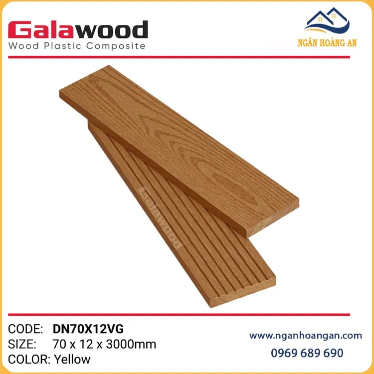 Thanh Lam Gỗ Nhựa Ngoài Trời Galawood  DN70X12VG Yellow