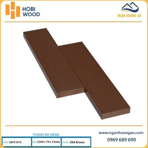 Thanh Lam Gỗ Nhựa Ngoài Trời Hobiwood HB70W15 OKA Brown