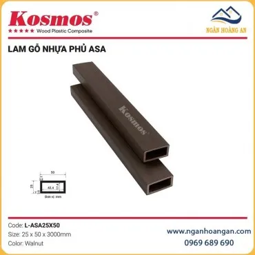 Thanh Lam Gỗ Nhựa Phủ ASA Ngoài Trời Kosmos L-ASA25X50 Walnut