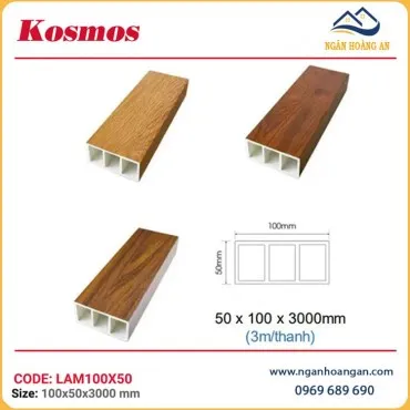 Thanh Lam Hộp Nhựa Giả Gỗ Kosmos LAM100X50