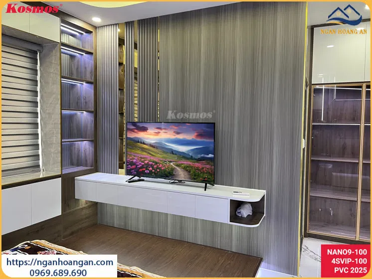Thi Công Tường Tivi Bằng Tấm Lam Sóng Nhựa Giả Gỗ Tại Quận 4 TPHCM