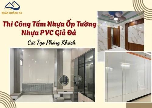 Thi Công Tấm Nhựa Ốp Tường Nhựa PVC Giả Đá Cải Tạo Phòng Khách