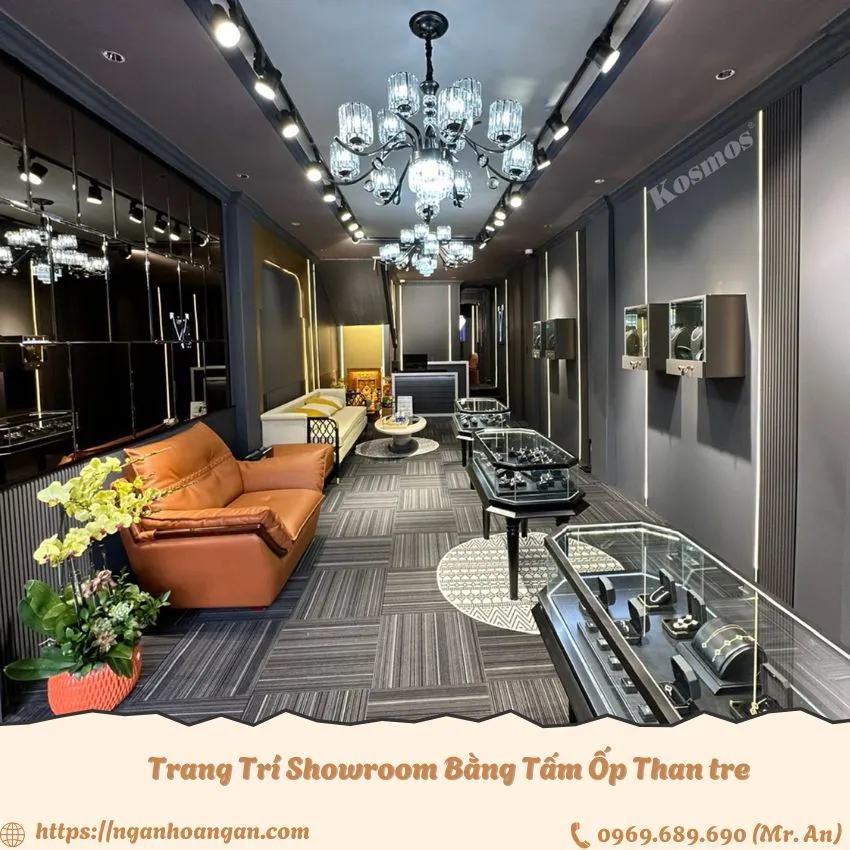 Trang Trí Showroom Bằng Tấm Ốp Than Tre