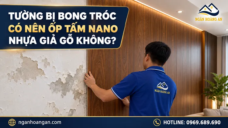 Tường Bị Bong Tróc Có Nên Ốp Tấm Nano Nhựa Giả Gỗ?