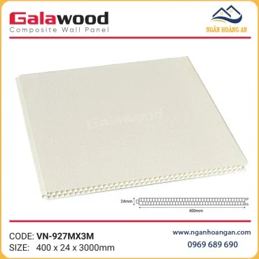 Vách Ngăn Nhựa PVC Galawood 24mm VN-927MX3M Vân Vải Vàng Kem