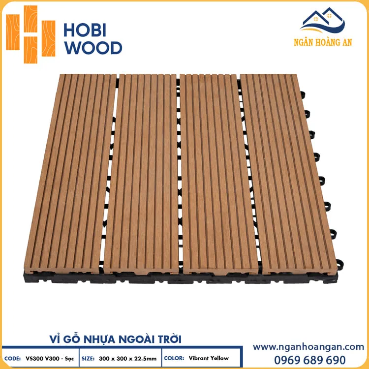 Vỉ Gỗ Nhựa Lót Ban Công Ngoài Trời Vân Sọc Hobiwood Vibrant Yellow