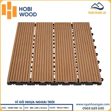 Vỉ Gỗ Nhựa Lót Ban Công Ngoài Trời Vân Sọc Hobiwood Vibrant Yellow