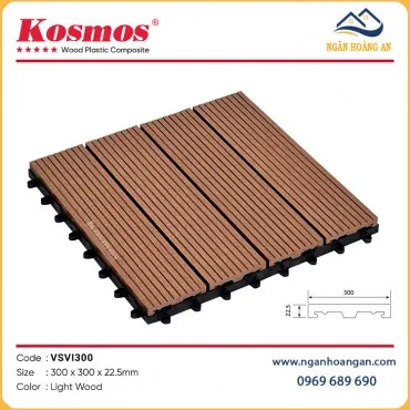 Vỉ Gỗ Nhựa Lót Ban Công Ngoài Trời Vân Sọc Kosmos VSVI300 Light Wood