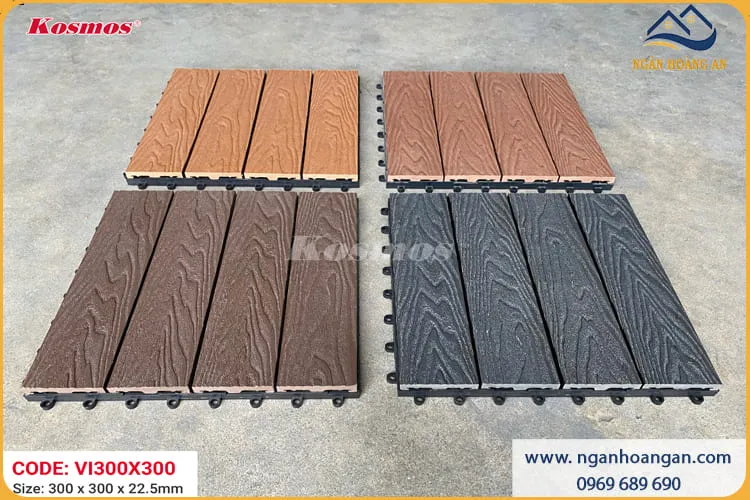 Vỉ Gỗ Nhựa Lót Sàn Sân Thượng Ngoài Trời Kosmos Vân 3D