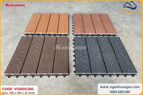Vỉ Gỗ Nhựa Lót Sàn Sân Thượng Ngoài Trời Kosmos Vân 3D