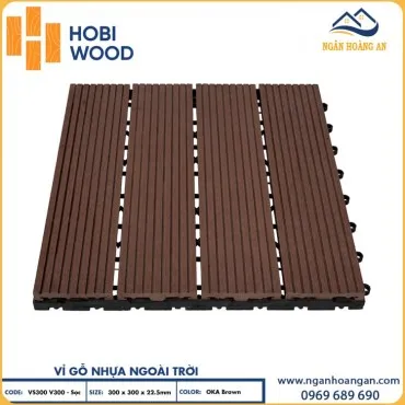 Vỉ Gỗ Nhựa Lót Sàn Ngoài Trời Vân Sọc Hobiwood OKA Brown