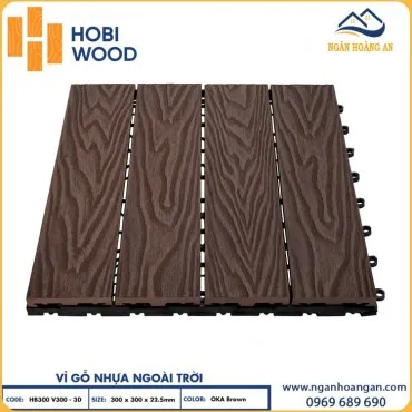 Vỉ Gỗ Nhựa Ngoài Trời Composite Hobiwood Vân 3D-Oka Brown