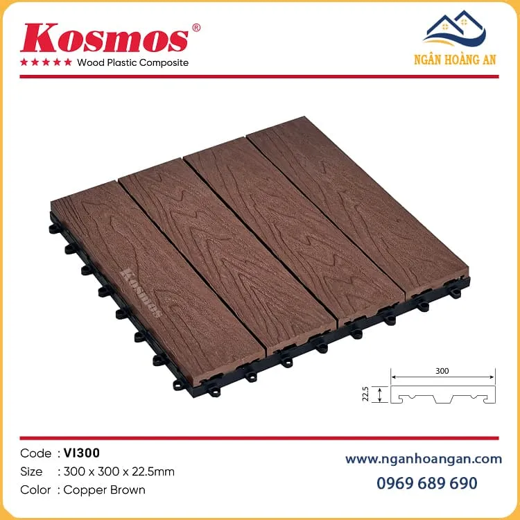 Vỉ Gỗ Nhựa Ngoài Trời Lót Sàn Ban Công Kosmos VI300-Copper Brown Vỉ Gỗ Nhựa Ngoài Trời Lót Sàn Ban Công Kosmos VI300-Copper Brown
