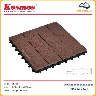 Vỉ Gỗ Nhựa Ngoài Trời Lót Sàn Ban Công Kosmos VI300-Copper Brown