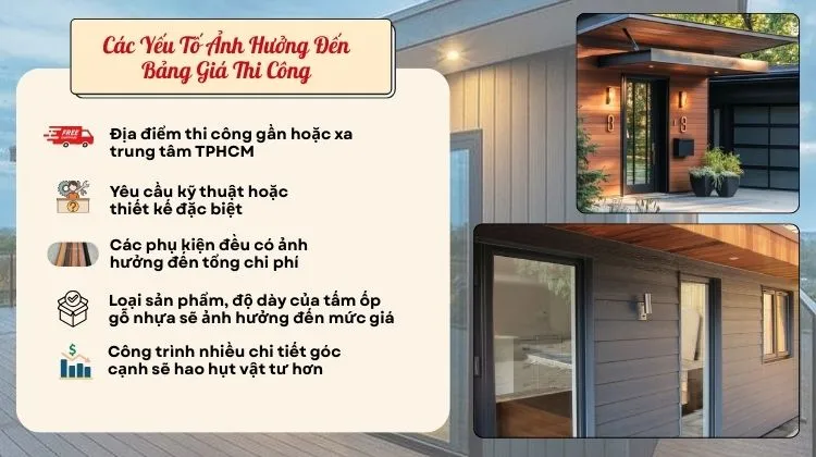 Các yếu Tố Ảnh Hưởng Đến Giá Thi Công trọn Gói ốp Tường Gỗ Nhựa Ngoài Trời