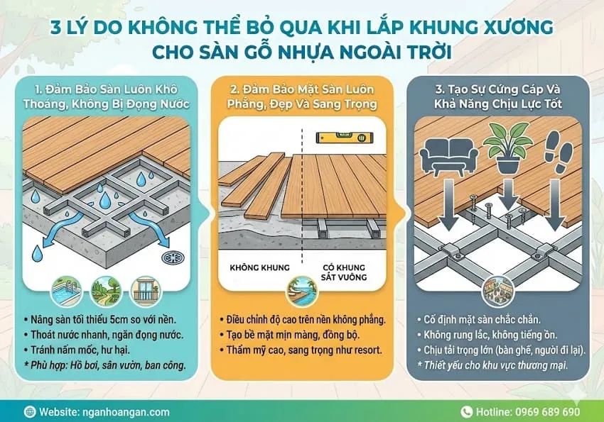 3 Lý Do Không Thể Bỏ Qua Khi Lắp Khung Xương Cho Sàn Gỗ Nhựa Ngoài Trời