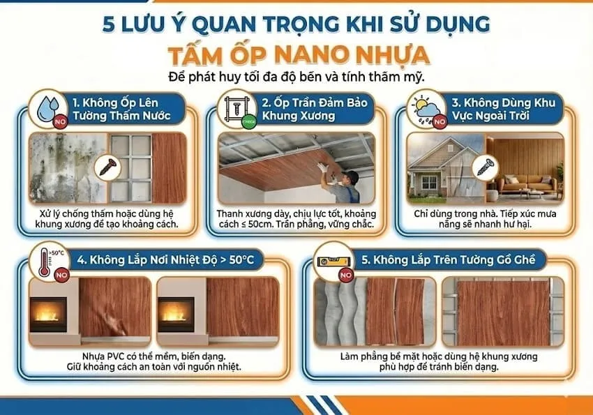 5 Lưu Ý Quan Trọng Khi Sử Dụng Tấm Nhựa Ốp Tường Nano