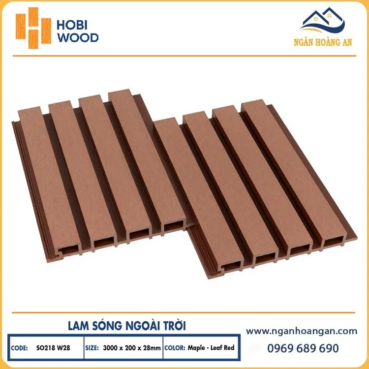 Lam Sóng Gỗ Nhựa Ngoài Trời Hobiwood SO218W28 Maple-Leaf Red