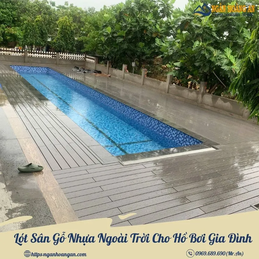 Lót Sân Gỗ Nhựa Ngoài Trời Cho Hồ Bơi Gia Đình