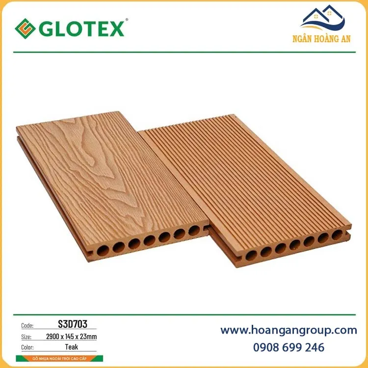 Lót Sàn Gỗ Nhựa Ngoài Trời Glotex S3D703 Teak