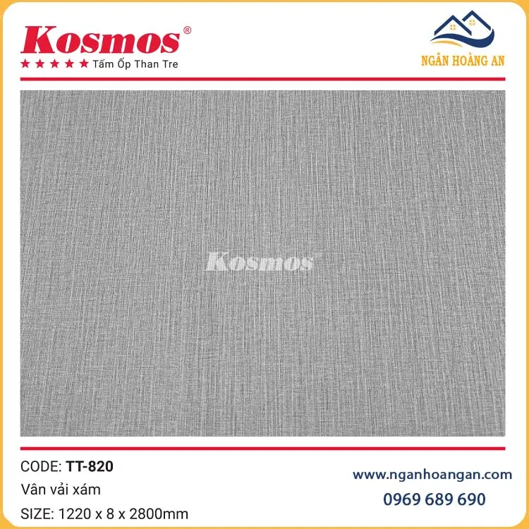Tấm Ốp Đa Năng Than Tre Kosmos TT-820 Vân Vải Xám Tấm Ốp Đa Năng Than Tre Kosmos TT-820 Vân Vải Xám