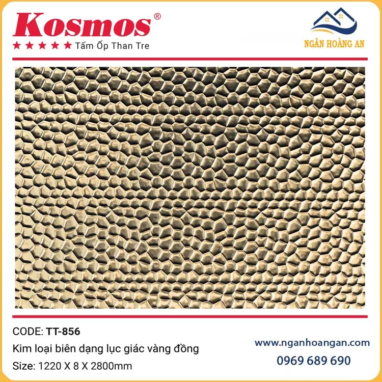 Tấm Than Tre Kim Loại Biên Dạng Lục Giác Vàng Đồng Kosmos TT-856