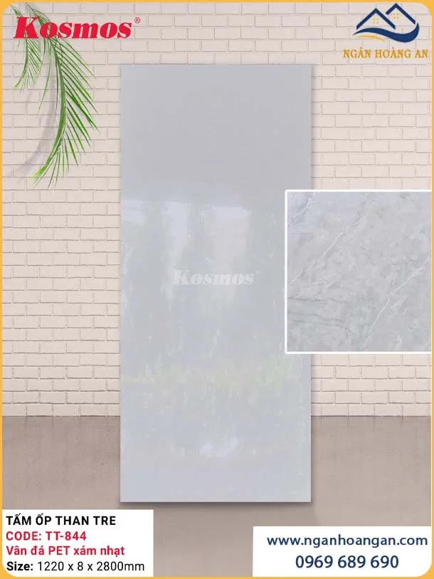 Ốp Tường Than Tre Kosmos TT-844 Vân Đá PET Xám Nhạt Ốp Tường Than Tre Kosmos TT-844 Vân Đá PET Xám Nhạt