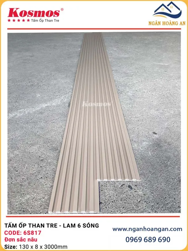 Ốp Trần Tấm Ốp Than Tre Lam Sóng Đơn Sắc Nâu Kosmos 6S817 Ốp Trần Tấm Ốp Than Tre Lam Sóng Đơn Sắc Nâu Kosmos 6S817