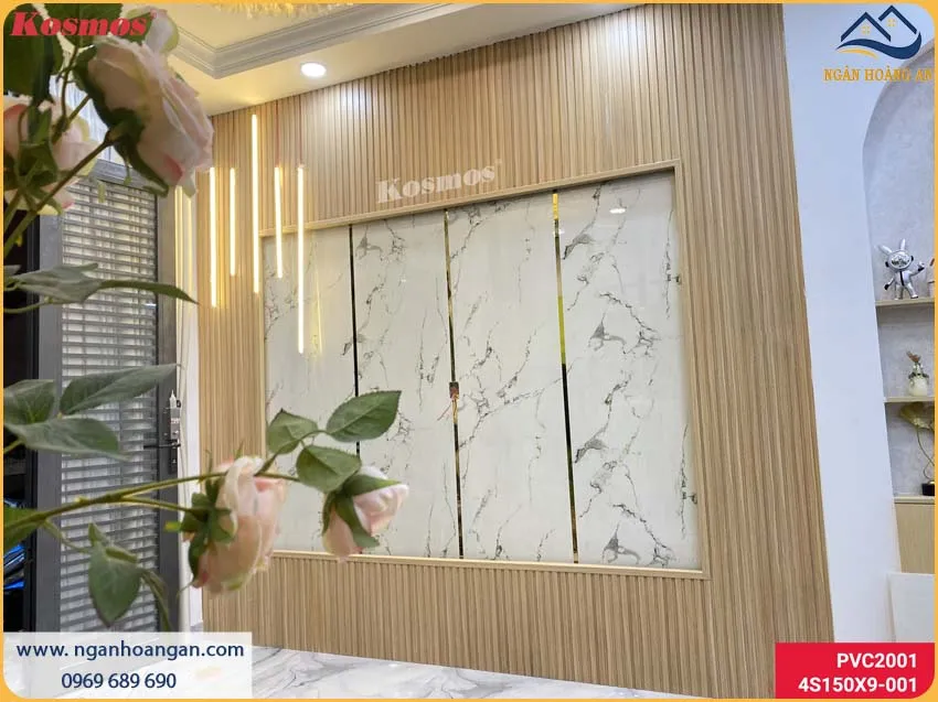 Tấm Nhựa PVC Giả Đá Được Lắp Đặt Thời Thượng Cho Phòng Khách