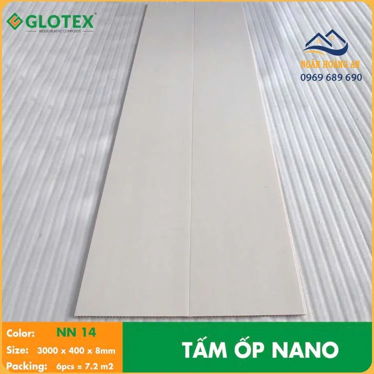 Ốp Tường Ốp Trần Nano Glotex NN 14 Giả Vân Vải Trắng