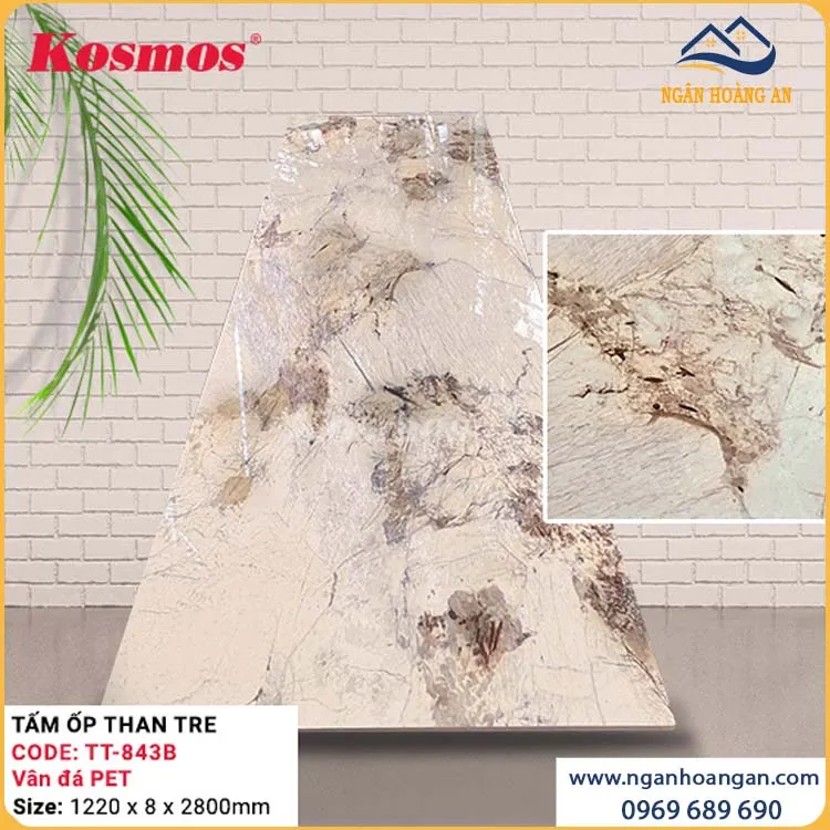 Tấm Ốp Tường Than Tre Kosmos TT-843B Vân Đá PET
