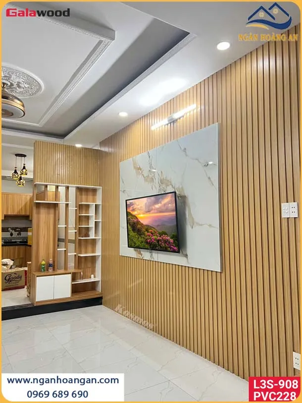 Thi Công Tấm PVC Giả Đá Vách Tivi Không Bám Bụi, Dễ Lau Chùi