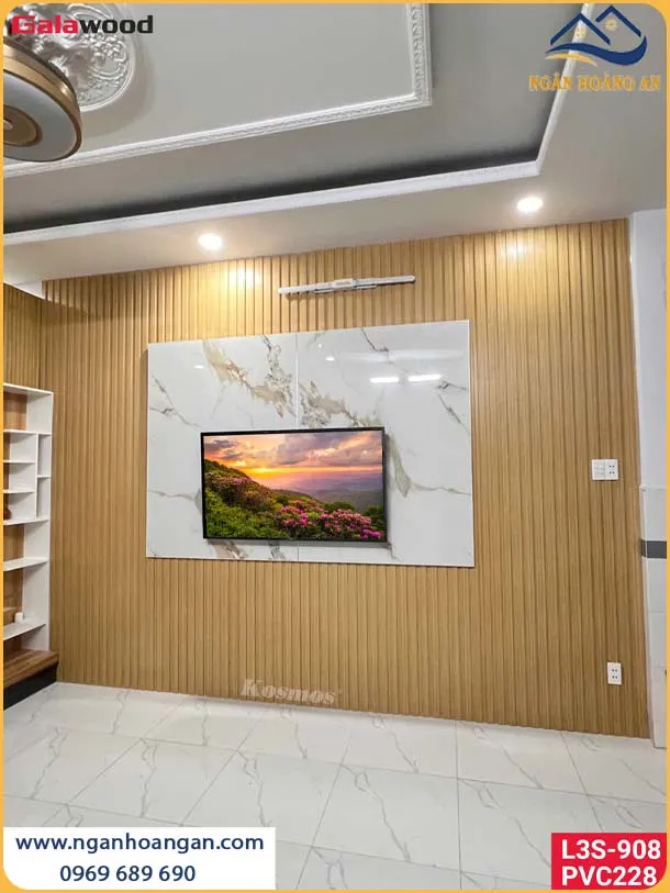 Thi Công Tấm PVC Giả Đá Vách Tivi Không Bám Bụi, Dễ Lau Chùi Thi Công Tấm PVC Giả Đá Vách Tivi Không Bám Bụi, Dễ Lau Chùi